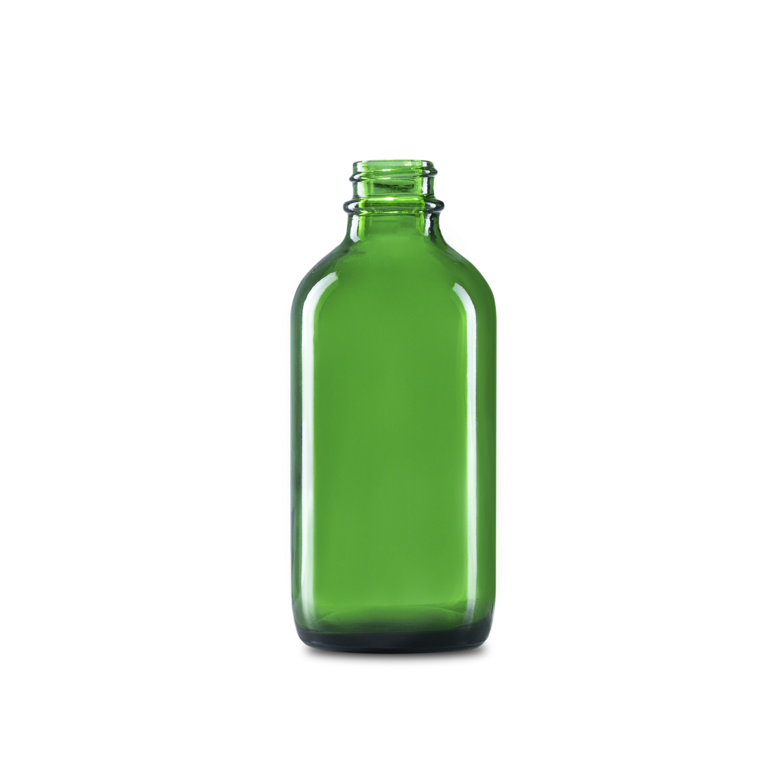 2oz (60ml) Green Big Bead Boston Round Glass Bottle - 20-400 Neck