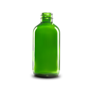 8 oz Green Glass Boston Round Bottle 28-400 Neck Finish