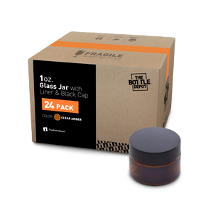 1 oz Amber Glass Jar With Lid (24 Pack)