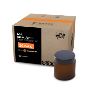 4 oz Amber Frosted Glass Jar With Lid (24 Pack)