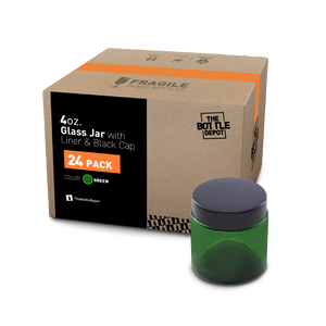 4 oz Green Glass Jar With Lid (24 Pack)